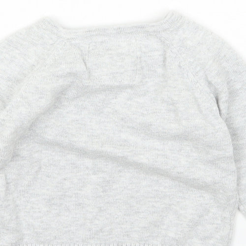 Fred & Flo Boys Grey Cotton Pullover Jumper Size 0-3 Months Button