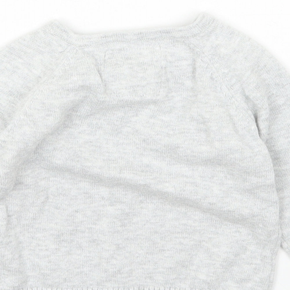 Fred & Flo Boys Grey Cotton Pullover Jumper Size 0-3 Months Button