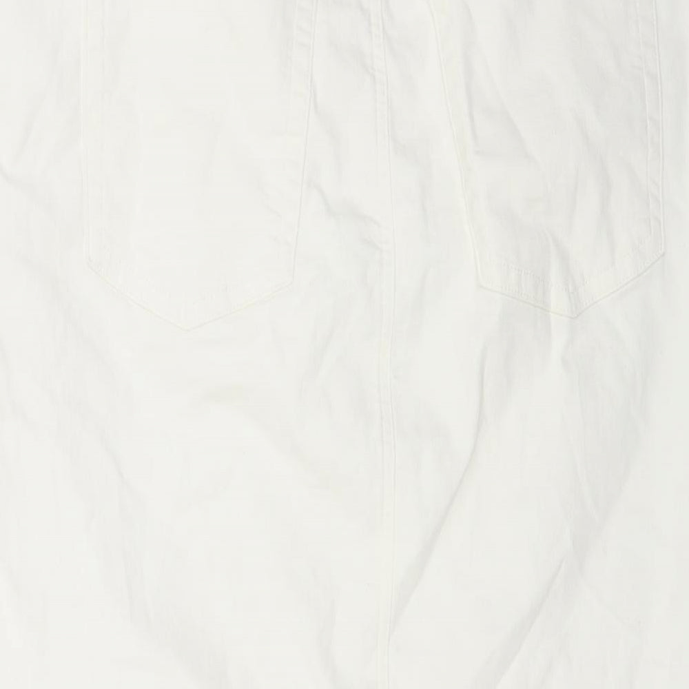 Marks and Spencer Womens White Cotton Straight & Pencil Skirt Size 20 Button