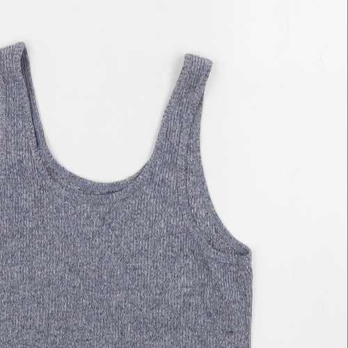 Primark Womens Grey Polyester Basic Tank Size S Scoop Neck - Ribbed