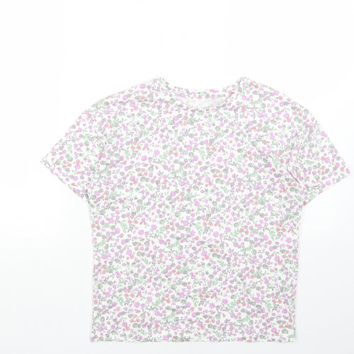 George Girls Multicoloured Floral Cotton Basic T-Shirt Size 12-13 Years Round Neck Pullover