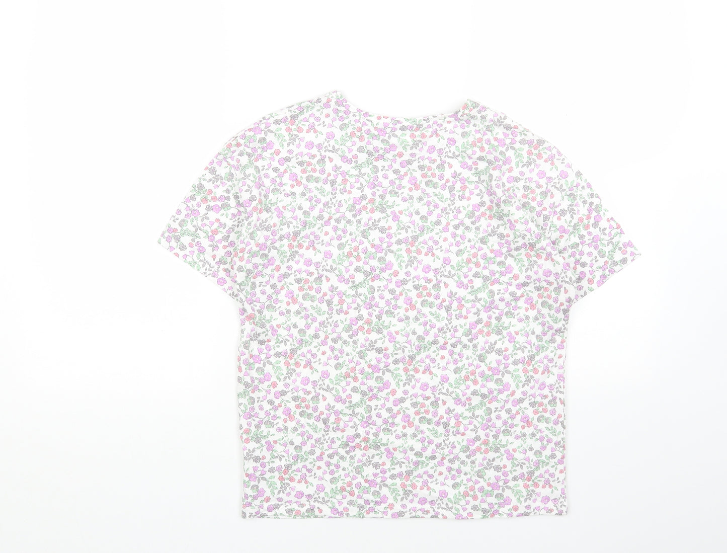 George Girls Multicoloured Floral Cotton Basic T-Shirt Size 12-13 Years Round Neck Pullover