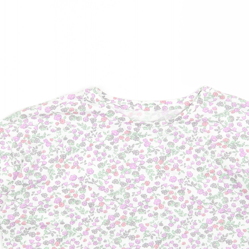George Girls Multicoloured Floral Cotton Basic T-Shirt Size 12-13 Years Round Neck Pullover