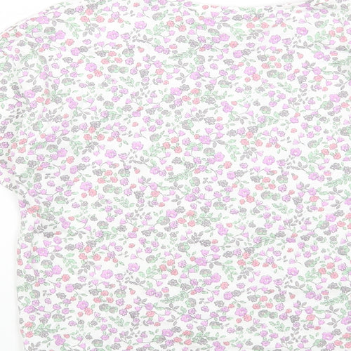 George Girls Multicoloured Floral Cotton Basic T-Shirt Size 12-13 Years Round Neck Pullover