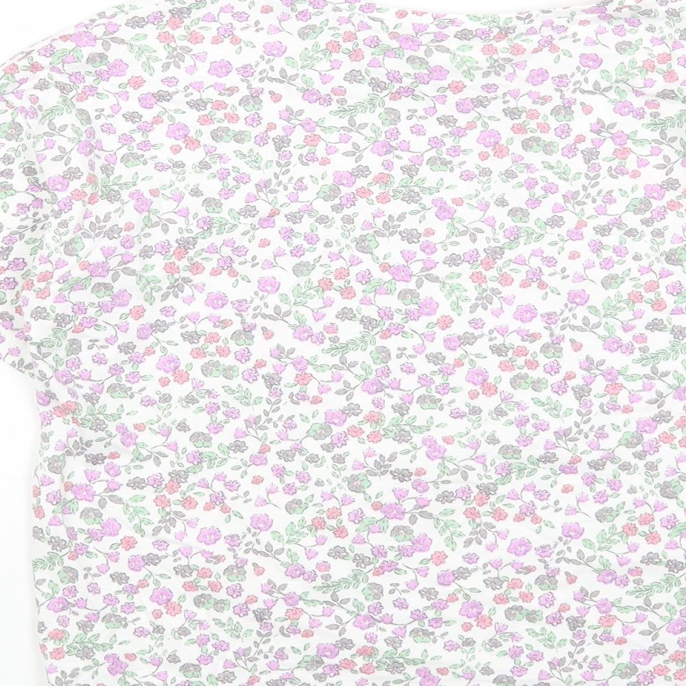 George Girls Multicoloured Floral Cotton Basic T-Shirt Size 12-13 Years Round Neck Pullover