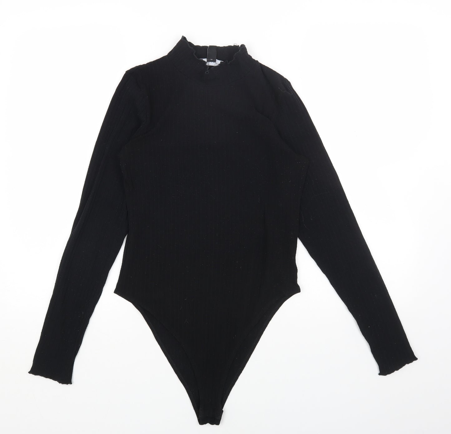 New Look Womens Black Polyester Bodysuit One-Piece Size 12 Snap