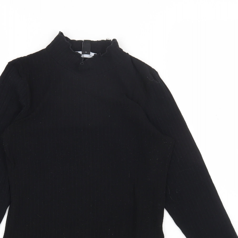 New Look Womens Black Polyester Bodysuit One-Piece Size 12 Snap