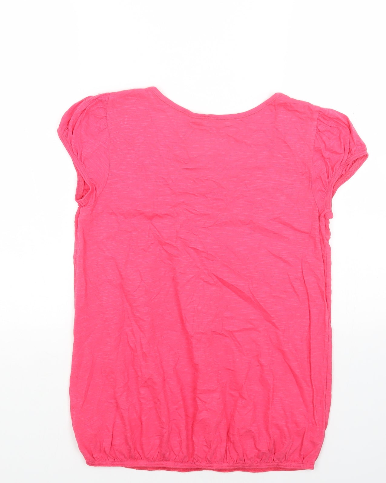 NEXT Womens Pink Cotton Basic T-Shirt Size M Scoop Neck - Bubble Hem