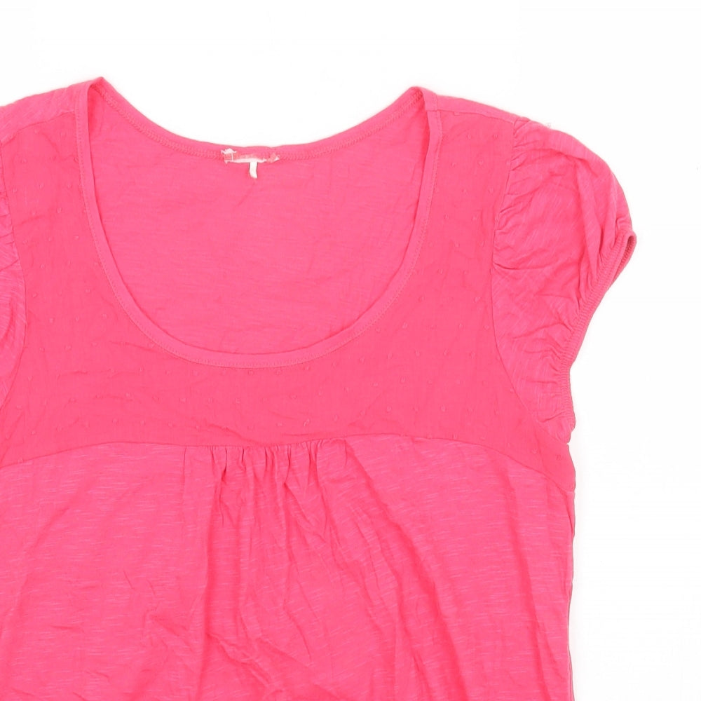 NEXT Womens Pink Cotton Basic T-Shirt Size M Scoop Neck - Bubble Hem