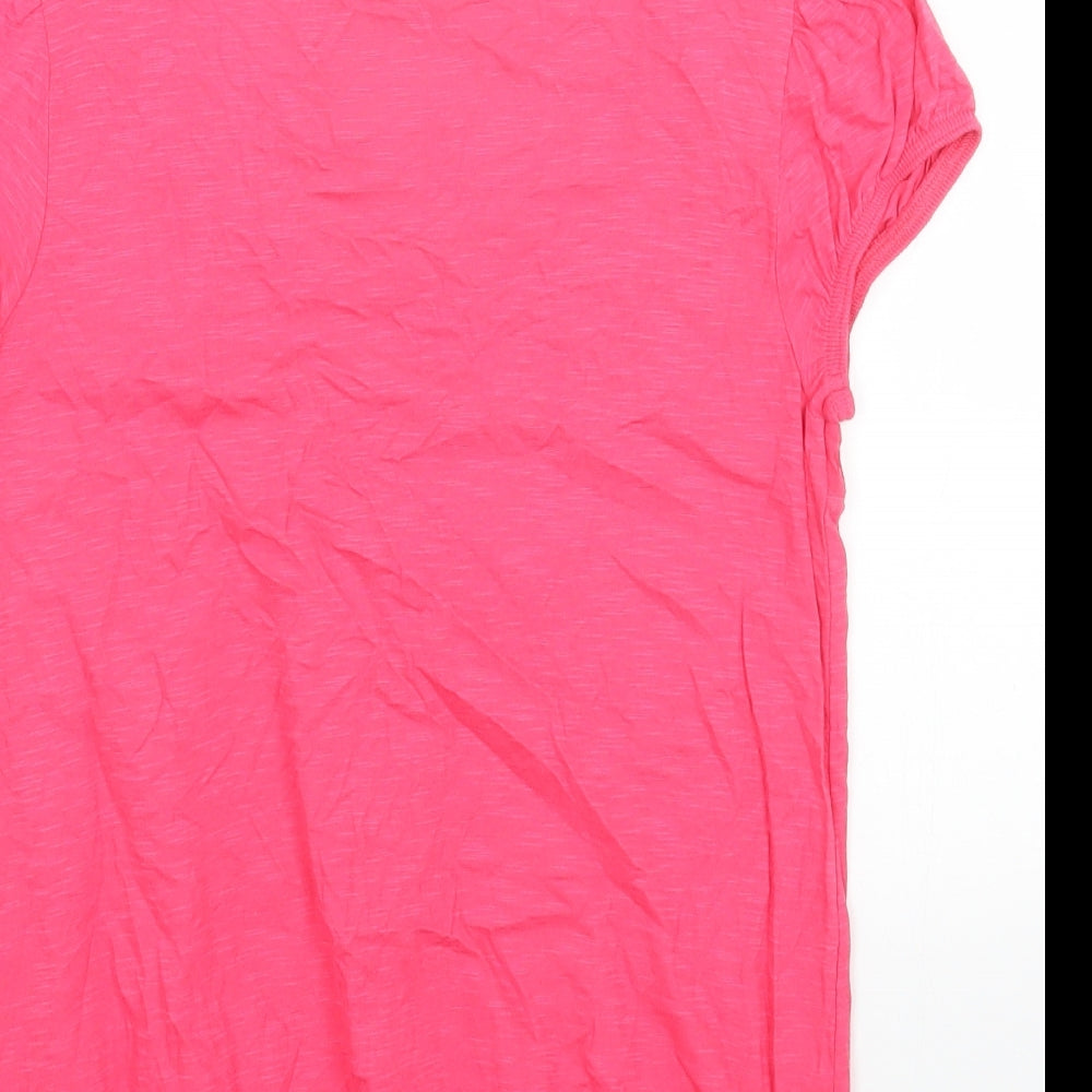 NEXT Womens Pink Cotton Basic T-Shirt Size M Scoop Neck - Bubble Hem