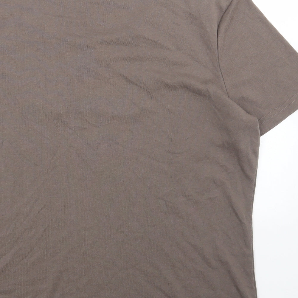 BM Womens Grey Cotton Basic T-Shirt Size L Scoop Neck