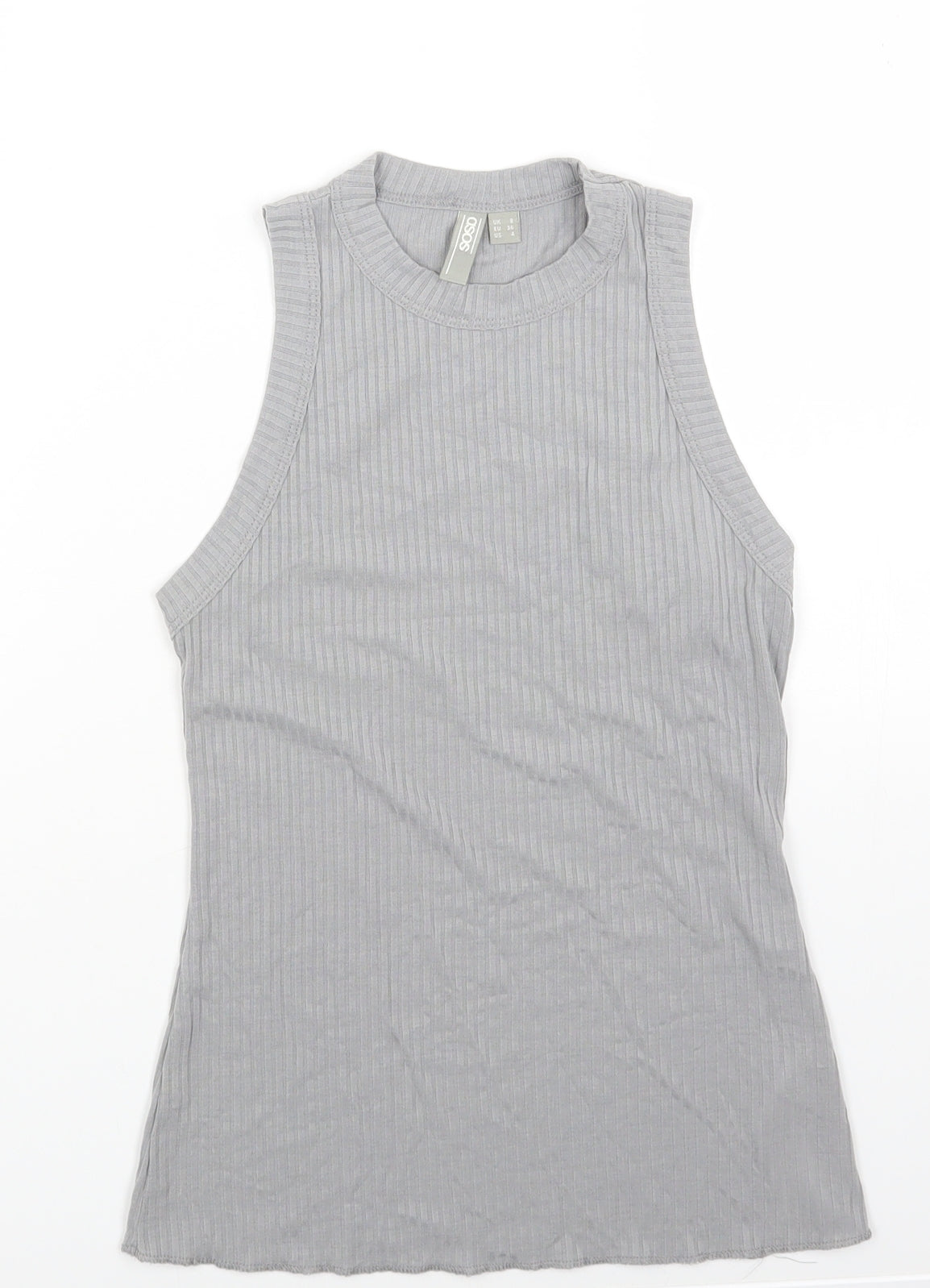 ASOS Womens Grey Viscose Basic Tank Size 8 Round Neck - Ribbed