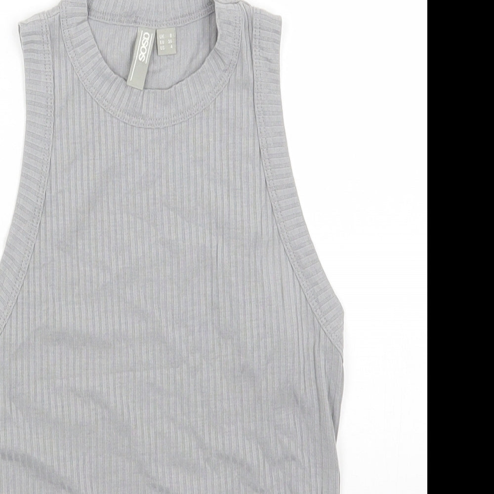 ASOS Womens Grey Viscose Basic Tank Size 8 Round Neck - Ribbed