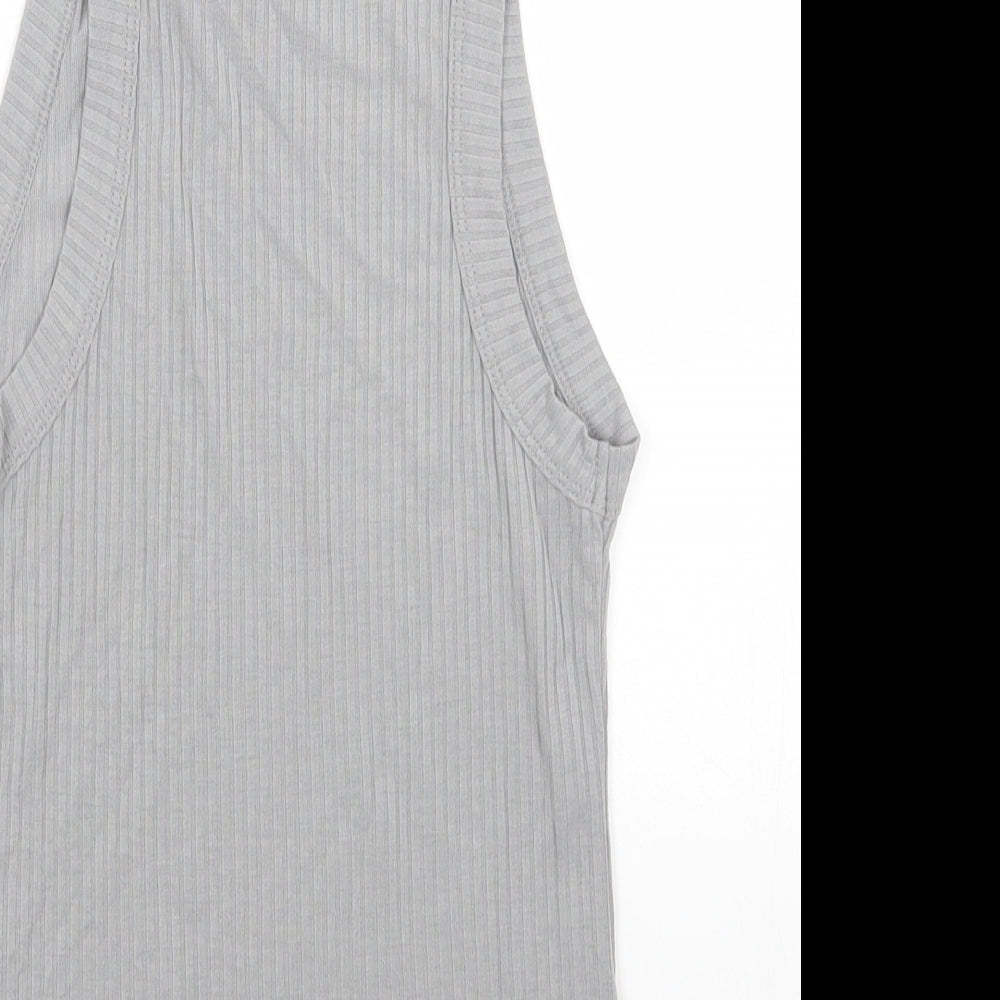 ASOS Womens Grey Viscose Basic Tank Size 8 Round Neck - Ribbed