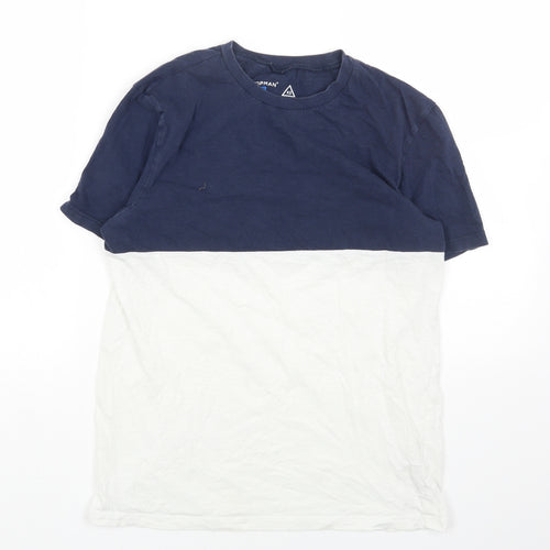 Topman Mens Multicoloured Colourblock Cotton T-Shirt Size XS Round Neck