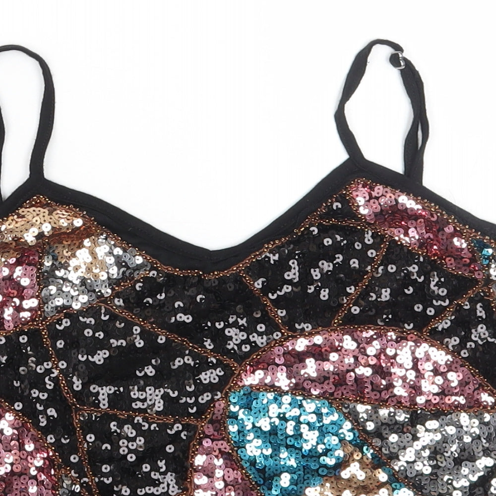 eve Womens Multicoloured Geometric Polyester Camisole Tank Size M V-Neck