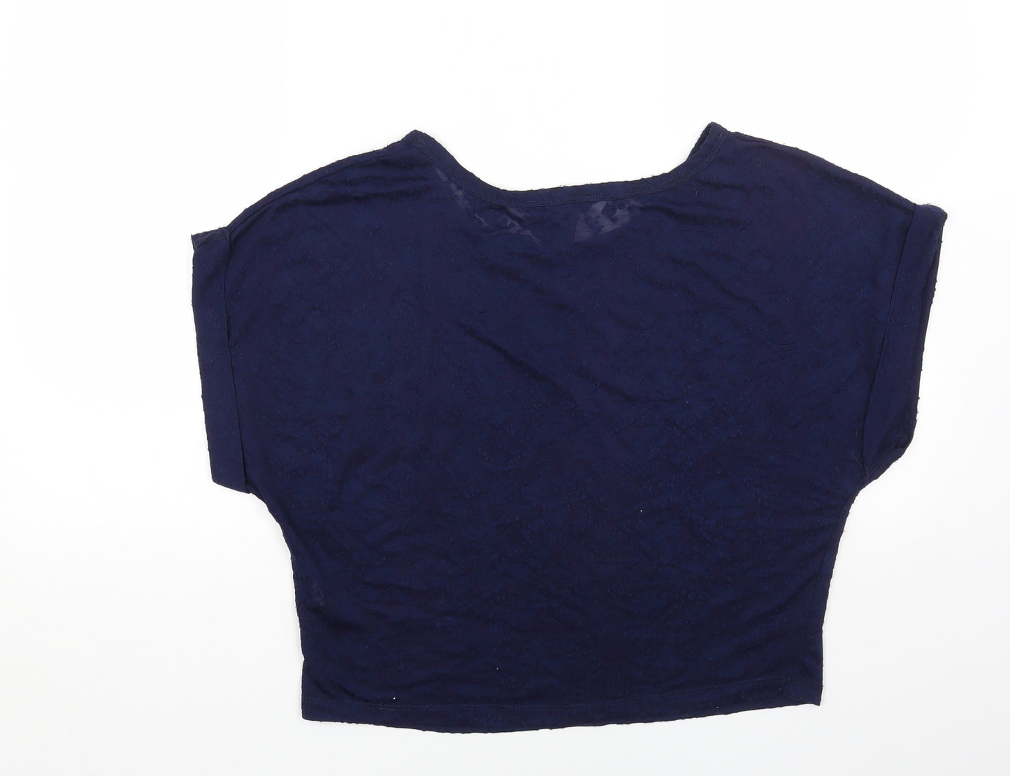 Primark Womens Blue Animal Print Polyester Basic T-Shirt Size 12 Scoop Neck - Snake Skin Print