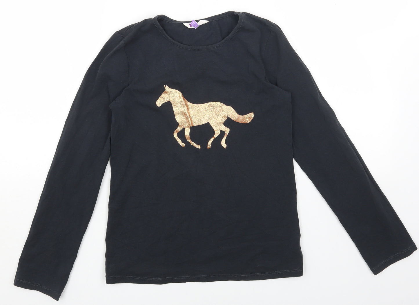 John Lewis Girls Grey Cotton Basic T-Shirt Size 12 Years Round Neck Pullover