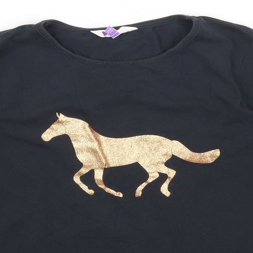 John Lewis Girls Grey Cotton Basic T-Shirt Size 12 Years Round Neck Pullover