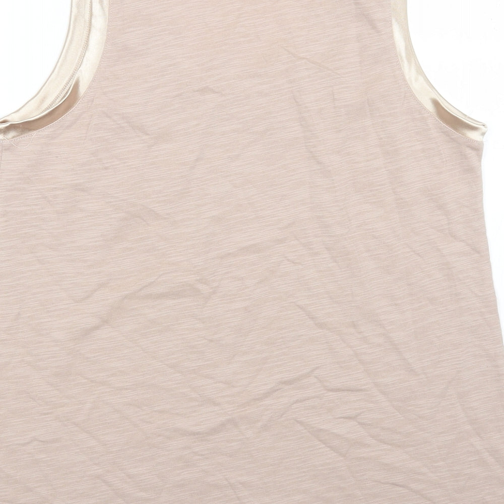 SHEILAY Womens Beige Polyester Basic Tank Size M Scoop Neck - Satin Trims