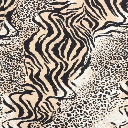 Gelco Womens Brown Animal Print Viscose Basic T-Shirt Size 16 V-Neck - Tiger Print
