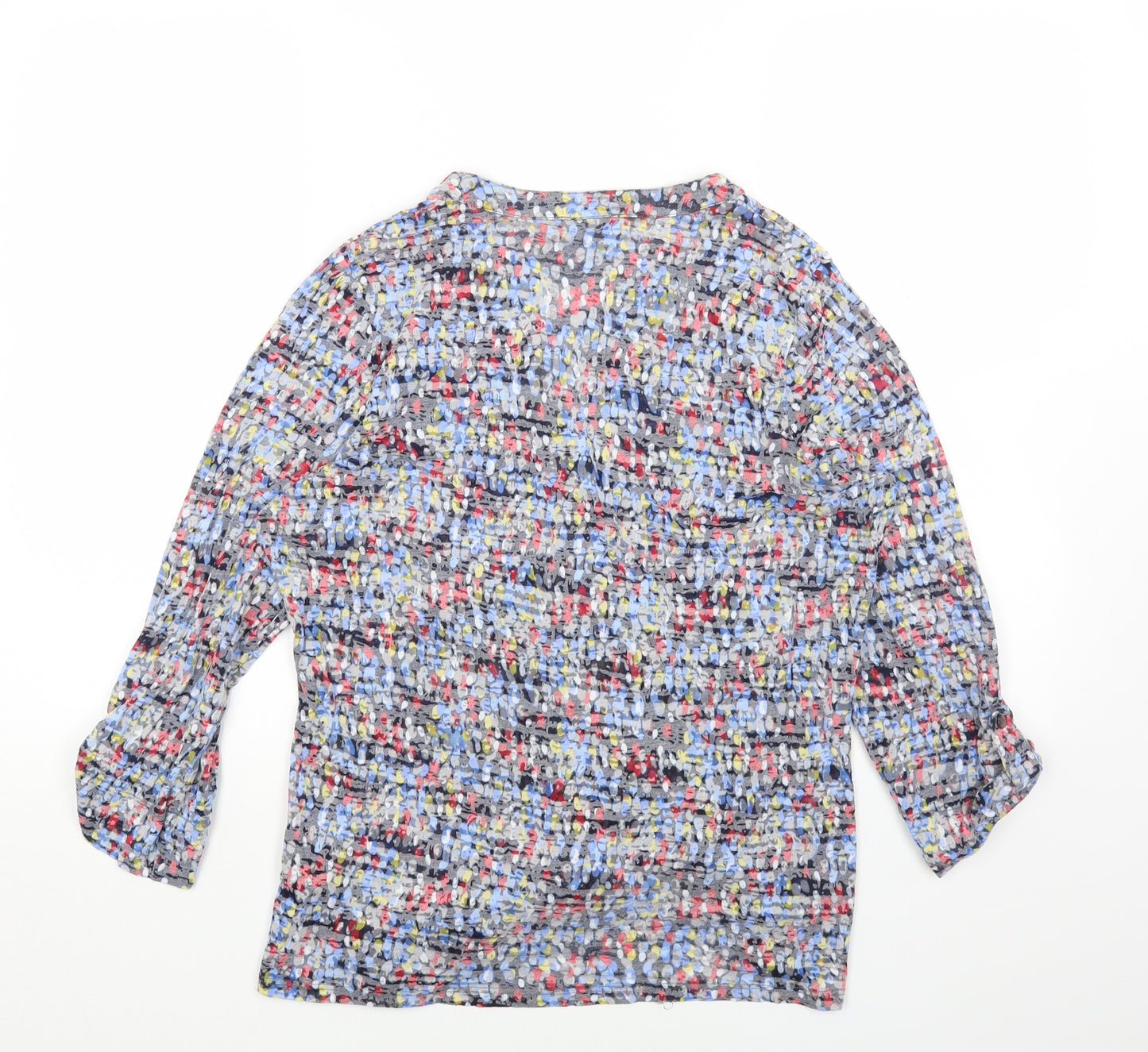 Per Una Womens Multicoloured Geometric Cotton Basic Blouse Size 18 V-Neck - Tie Front