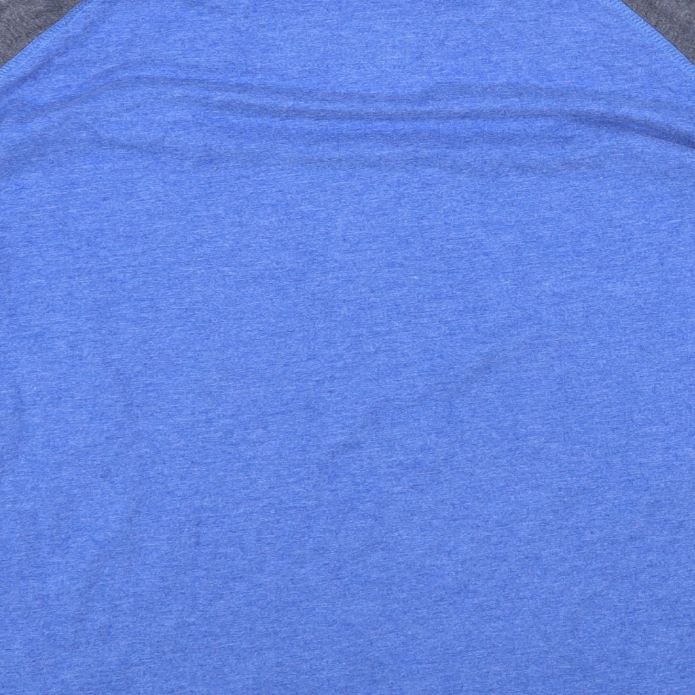Tokyo Laundry Mens Blue Colourblock Polyester T-Shirt Size L Round Neck