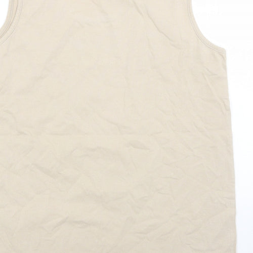 Fashion extra Womens Beige Cotton Basic Blouse Size 12 Scoop Neck