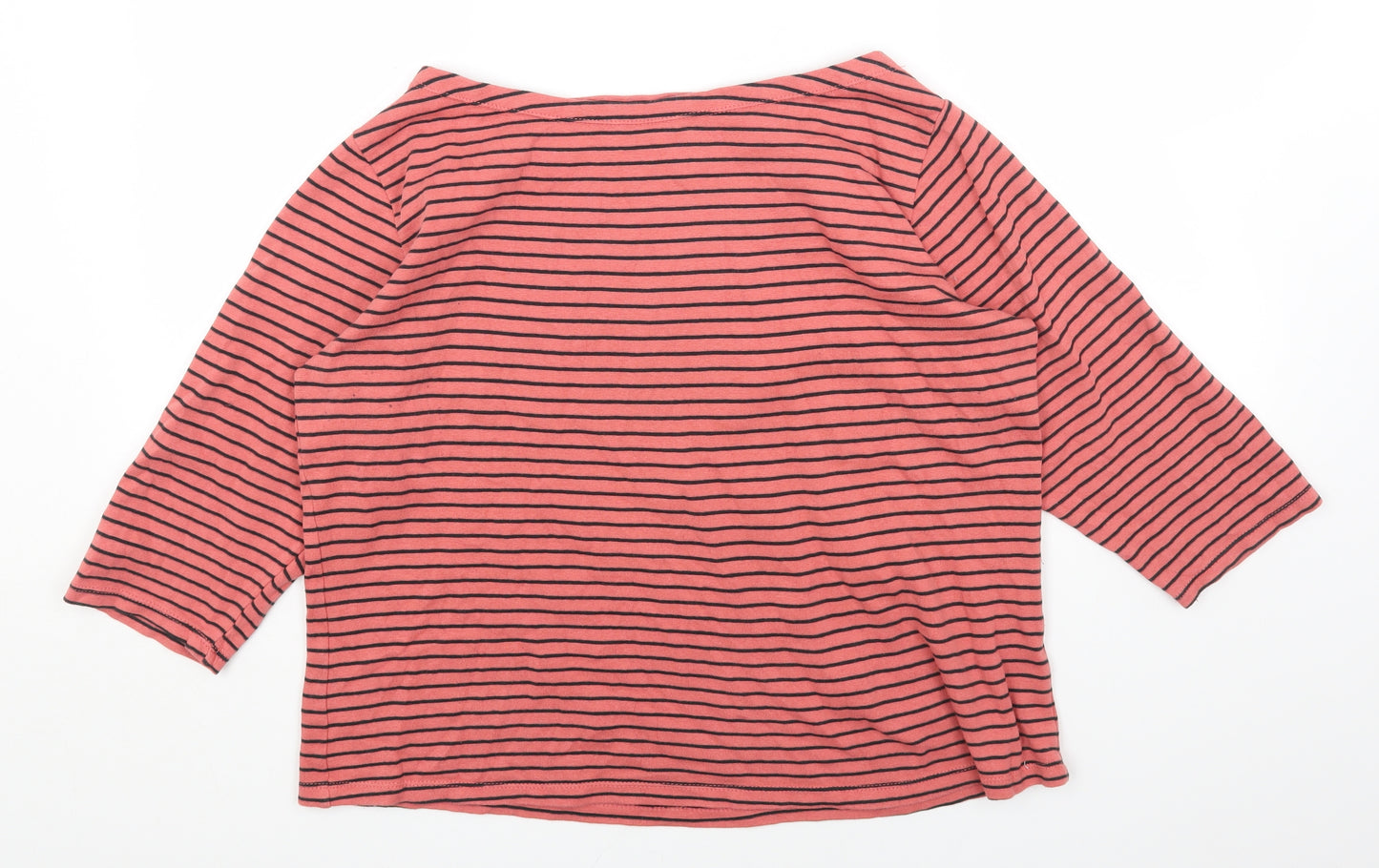 F&F Womens Pink Striped Cotton Basic T-Shirt Size 18 Boat Neck