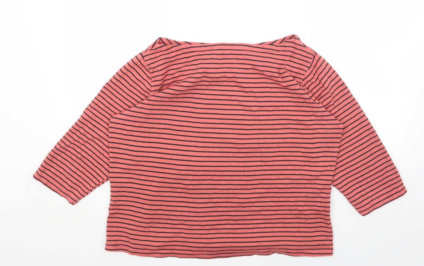 F&F Womens Pink Striped Cotton Basic T-Shirt Size 18 Boat Neck