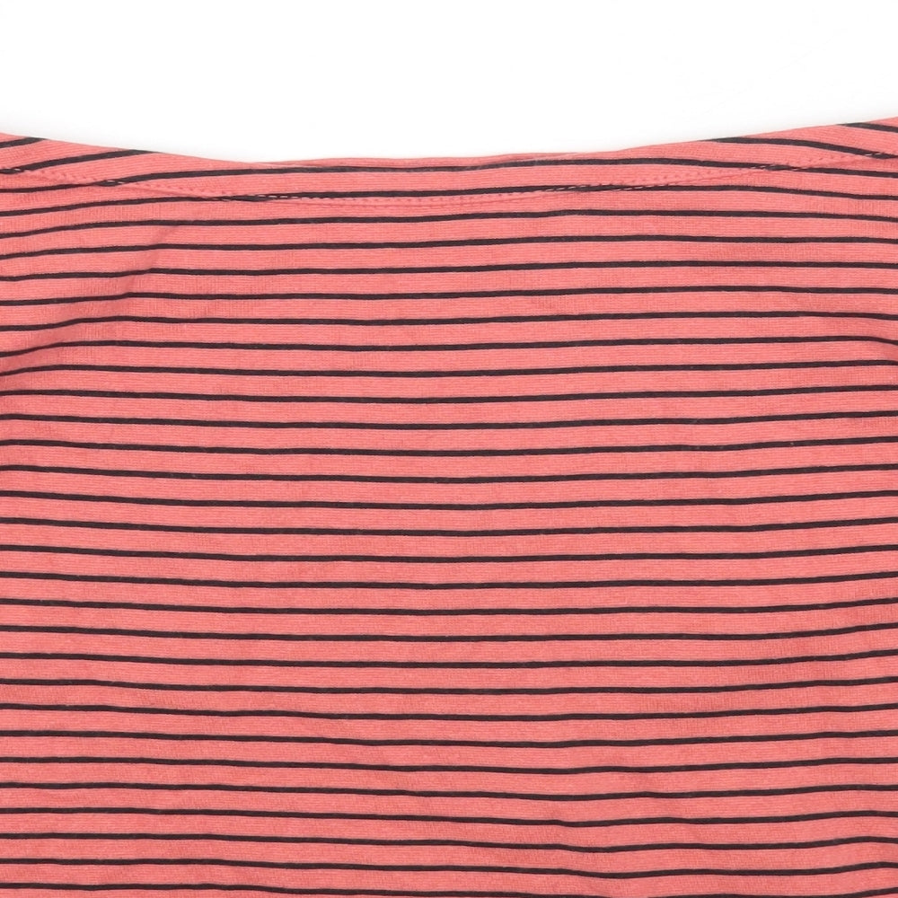 F&F Womens Pink Striped Cotton Basic T-Shirt Size 18 Boat Neck