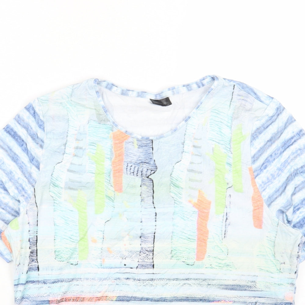 Barbara lebek Womens Multicoloured Geometric Viscose Basic T-Shirt Size 16 Round Neck