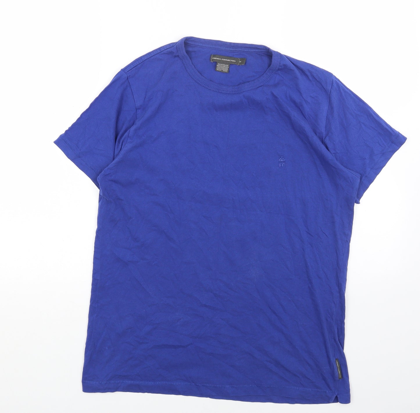 French Connection Mens Blue Cotton T-Shirt Size M Round Neck