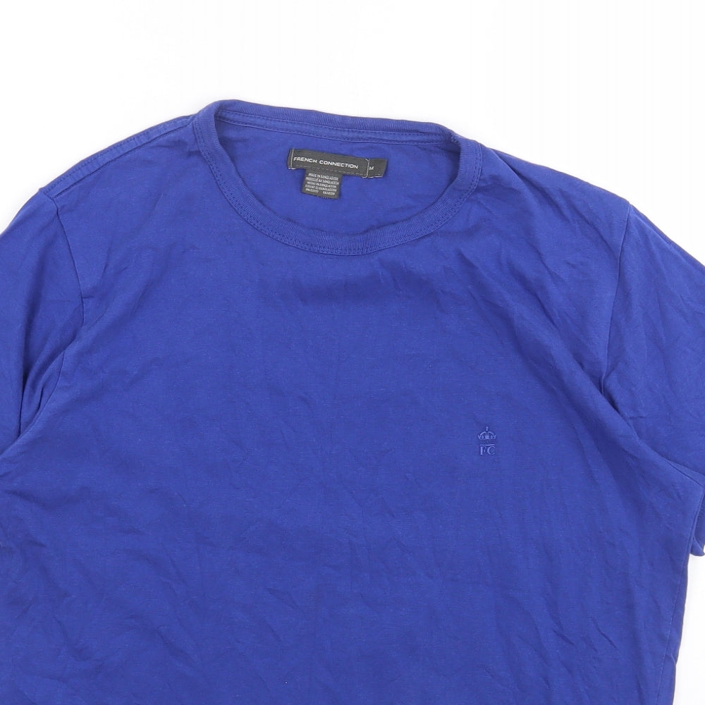French Connection Mens Blue Cotton T-Shirt Size M Round Neck