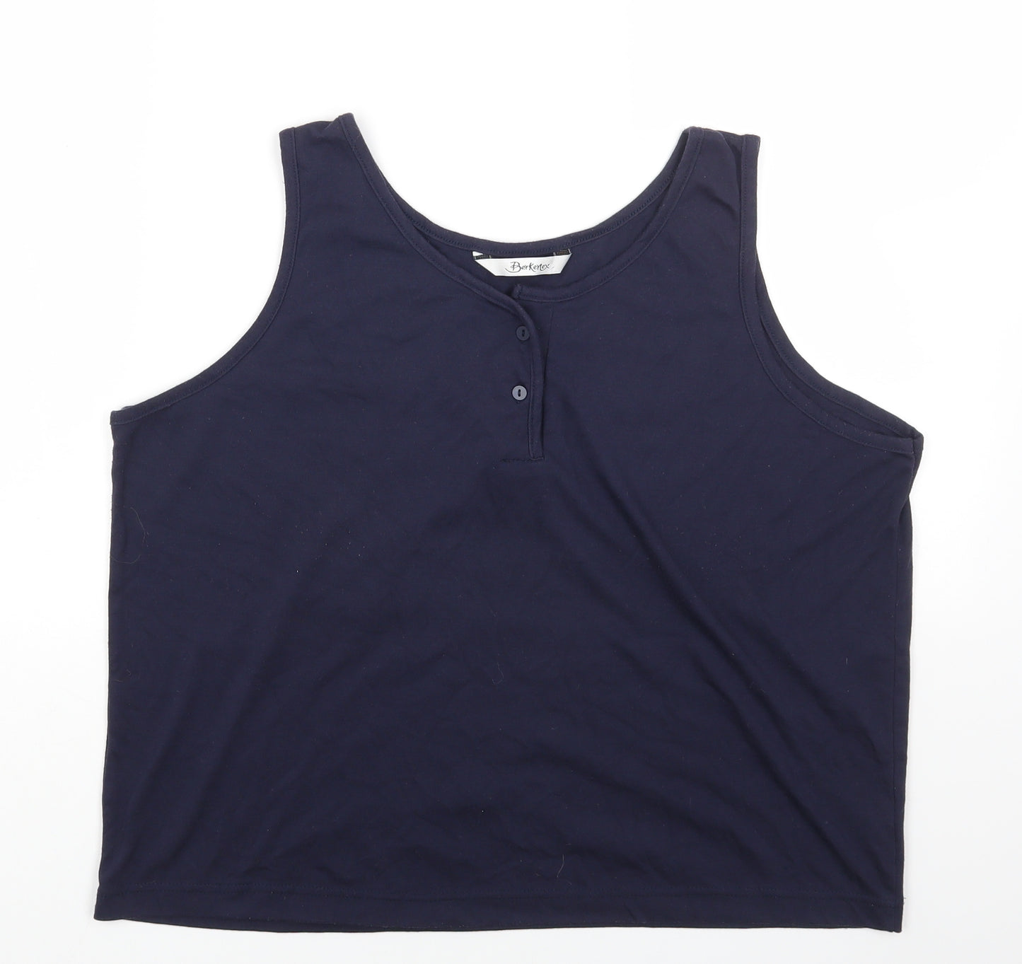 Berkertex Womens Blue Cotton Basic Tank Size 18 Round Neck