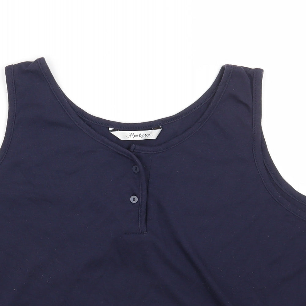 Berkertex Womens Blue Cotton Basic Tank Size 18 Round Neck