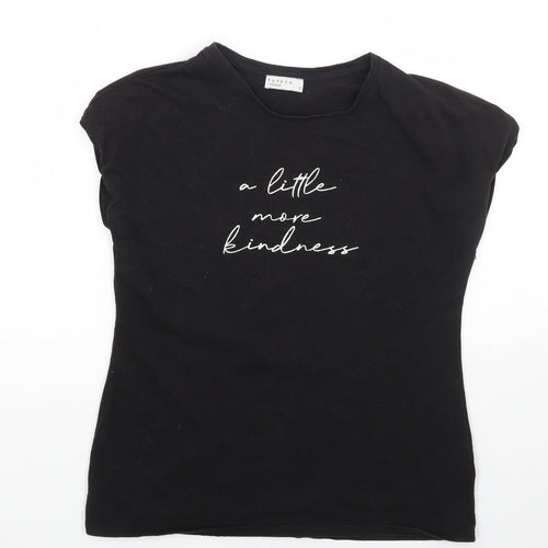 Papaya Womens Black Cotton Basic T-Shirt Size 10 Crew Neck - Little More Kindness