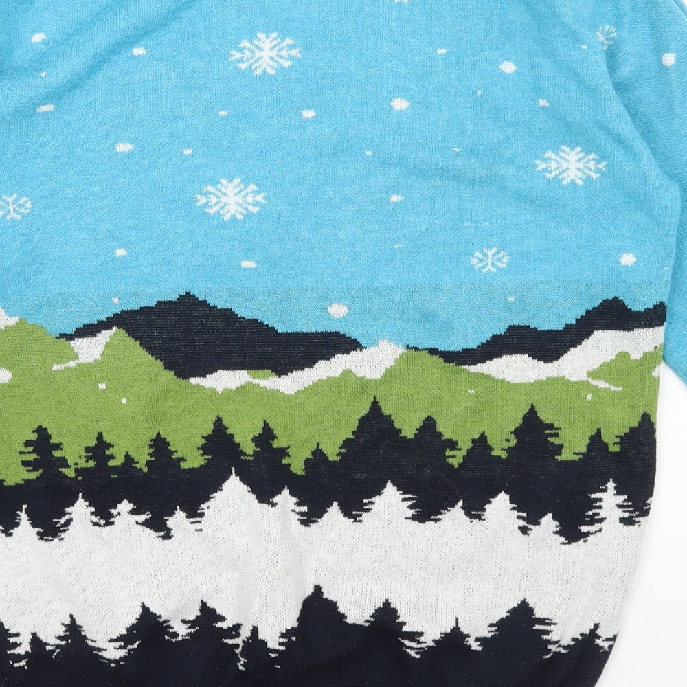 Primark Womens Multicoloured Round Neck Cotton Pullover Jumper Size S - The Grinch