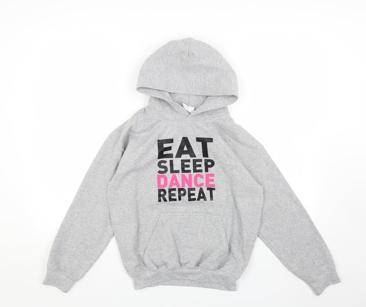 Preworn Womens Grey Cotton Pullover Hoodie Size M Pullover - Eat Sleep Dance Repeat