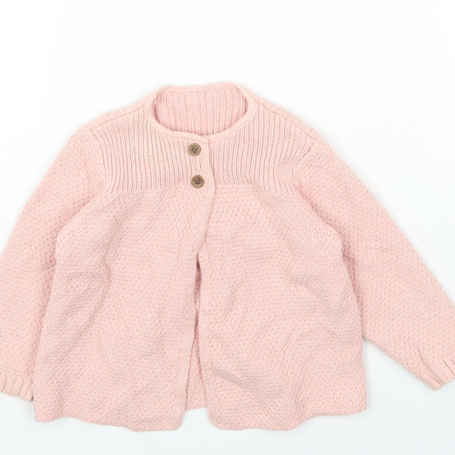 Marks and Spencer Pink Cotton Cardigan Jumper Size 3-6 Months Button