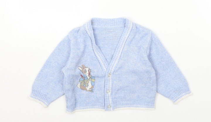 Preworn Black Cotton Cardigan Jumper Size 6-9 Months Button