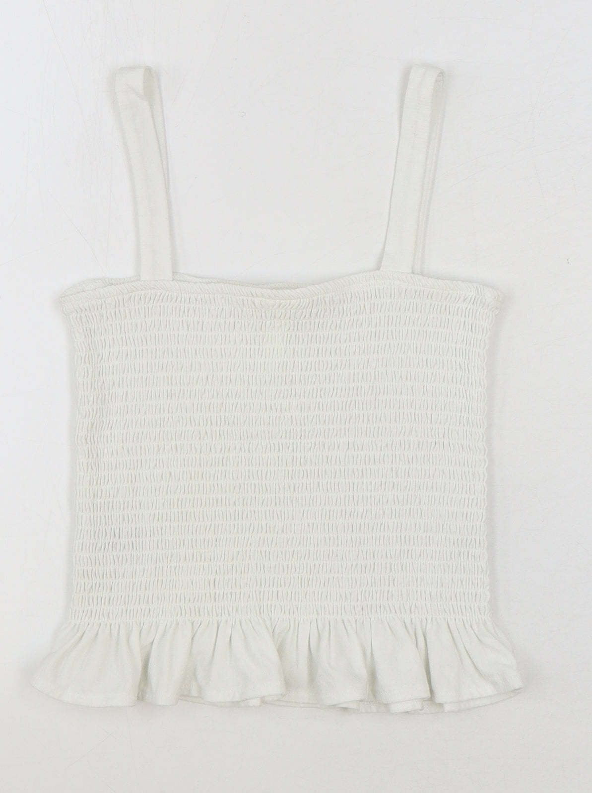 H&M Womens White Viscose Basic Tank Size S Square Neck