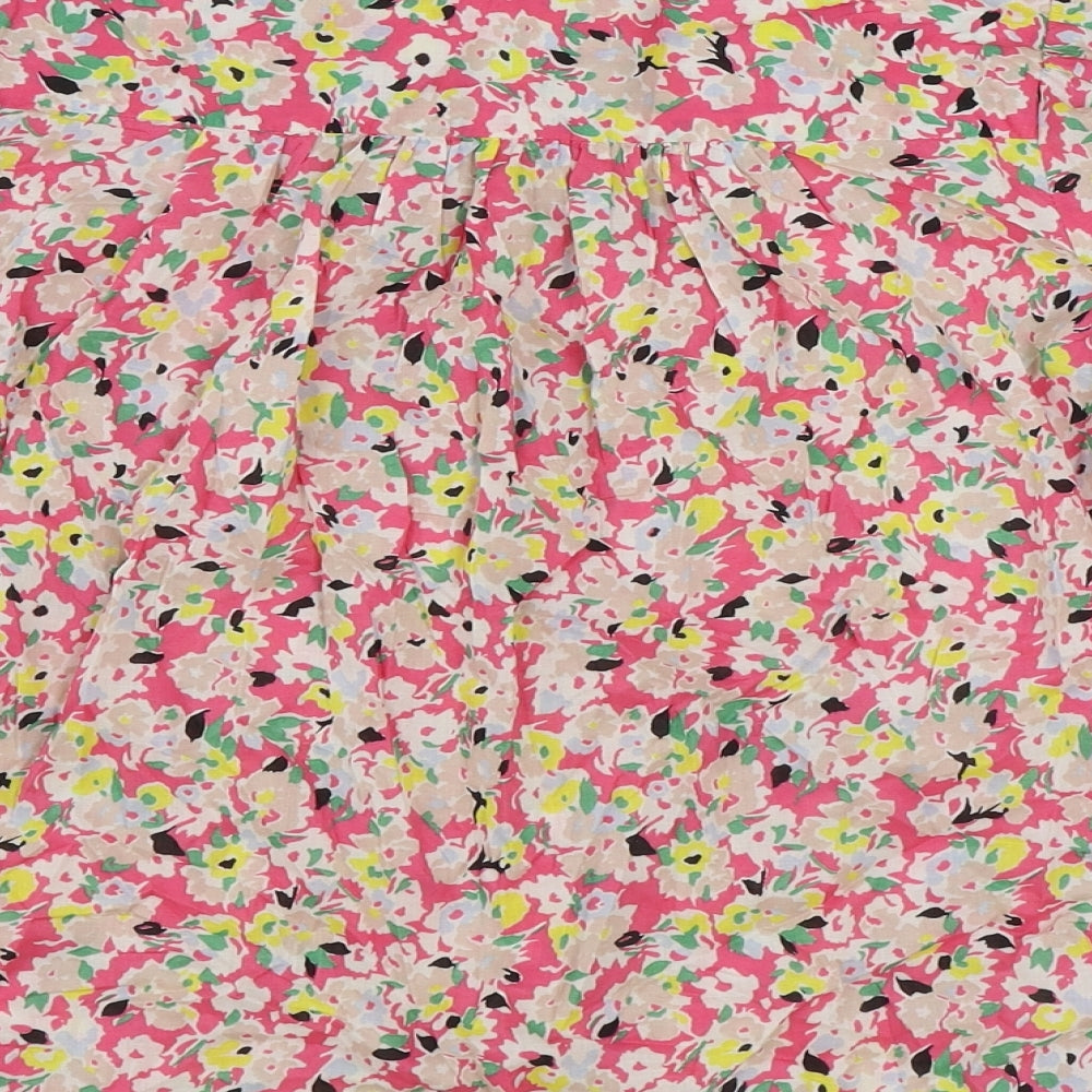 Marks and Spencer Womens Multicoloured Floral 100% Cotton Basic Button-Up Size 8 Round Neck