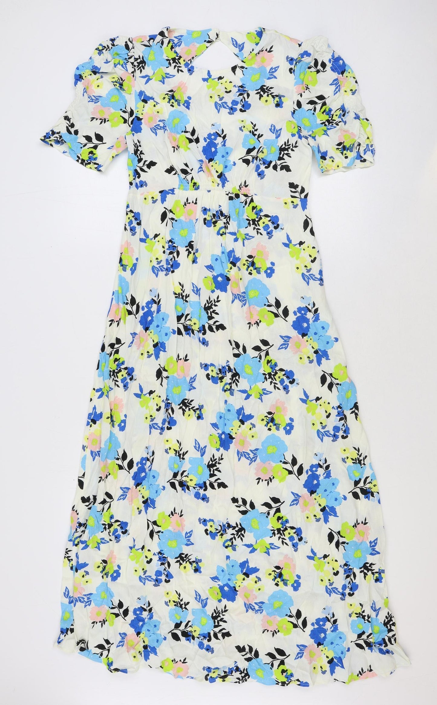 Marks and Spencer Womens Multicoloured Floral Viscose Maxi Size 10 Round Neck Zip