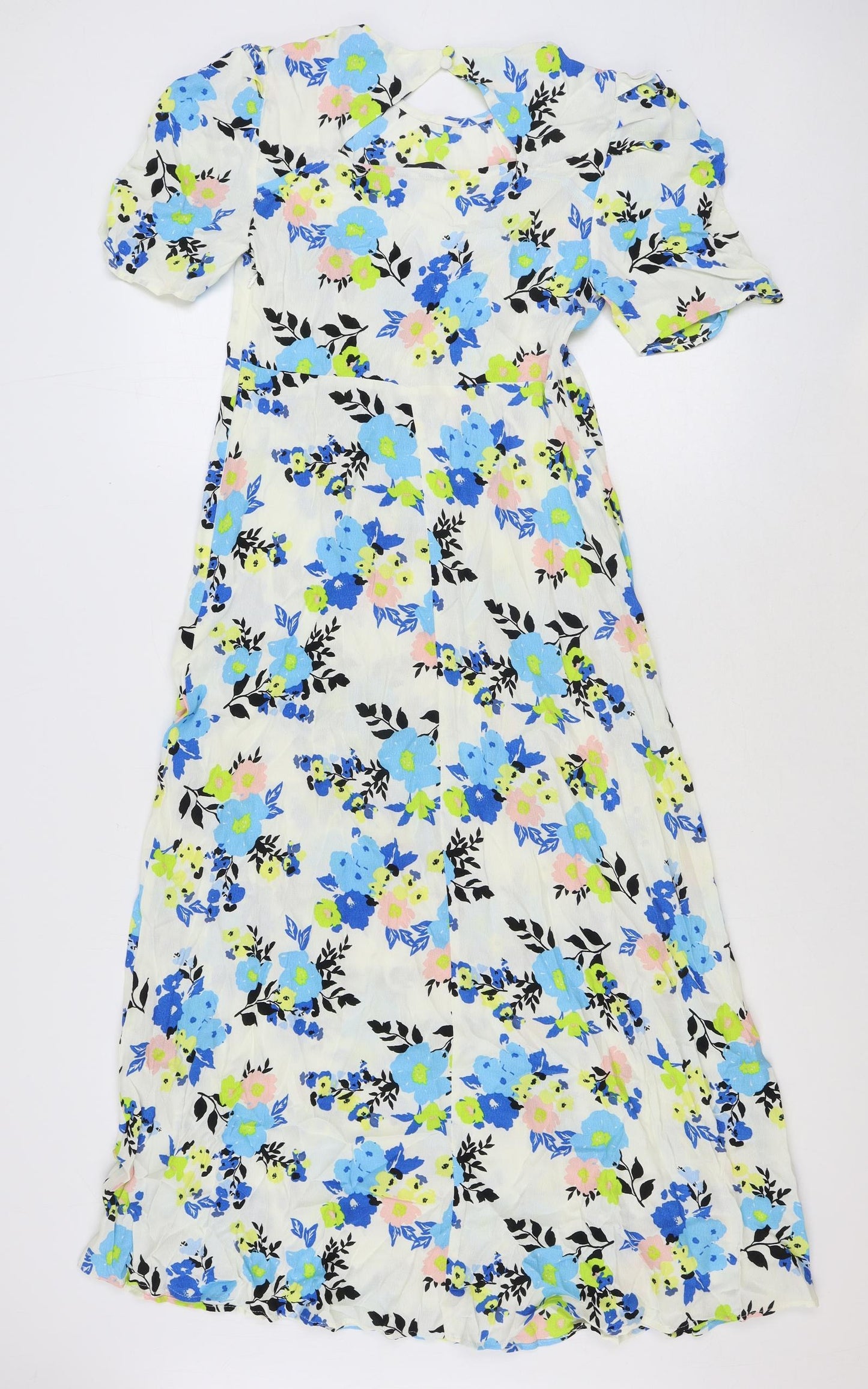 Marks and Spencer Womens Multicoloured Floral Viscose Maxi Size 10 Round Neck Zip