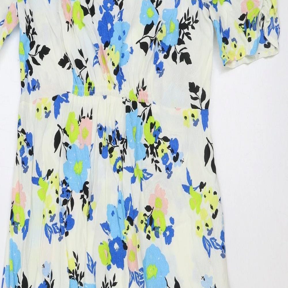 Marks and Spencer Womens Multicoloured Floral Viscose Maxi Size 10 Round Neck Zip