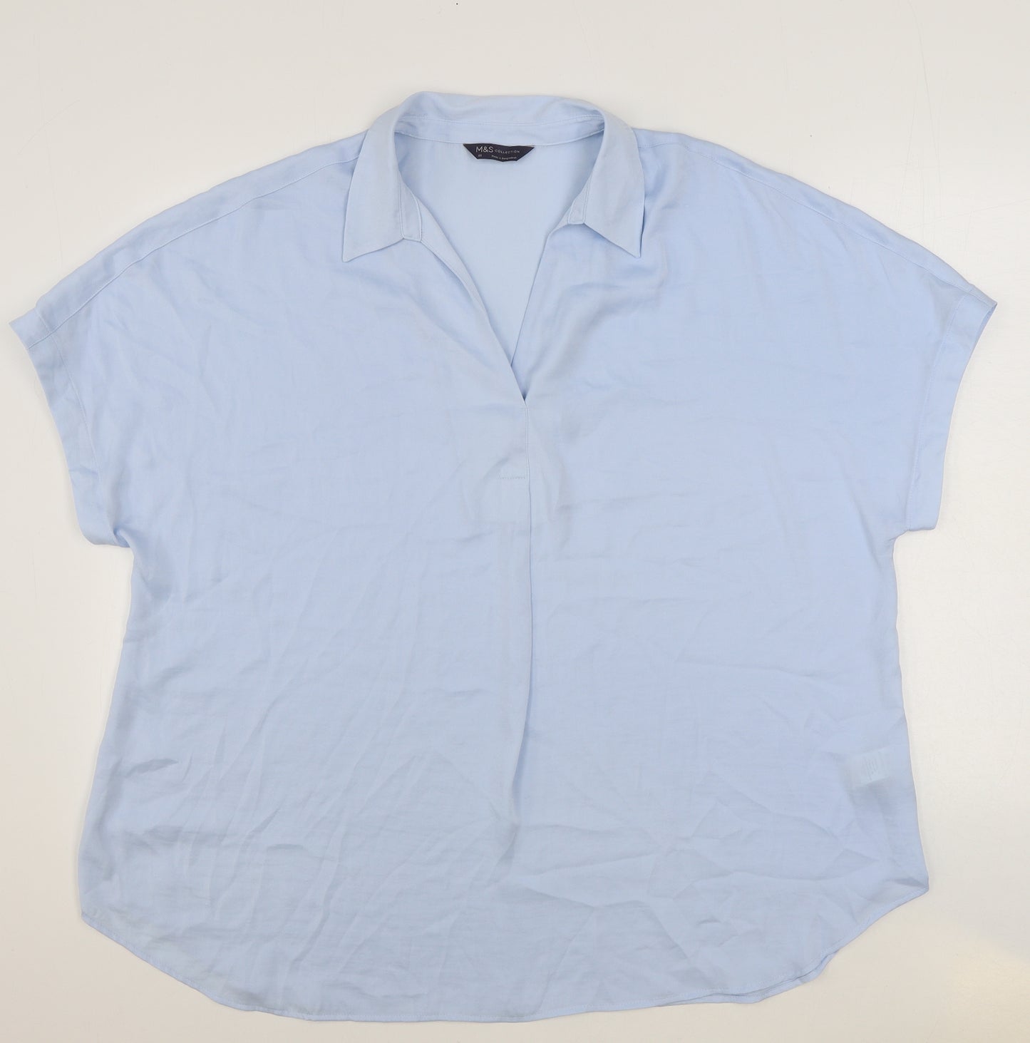 Marks and Spencer Womens Blue Polyester Basic Blouse Size 20 Collared