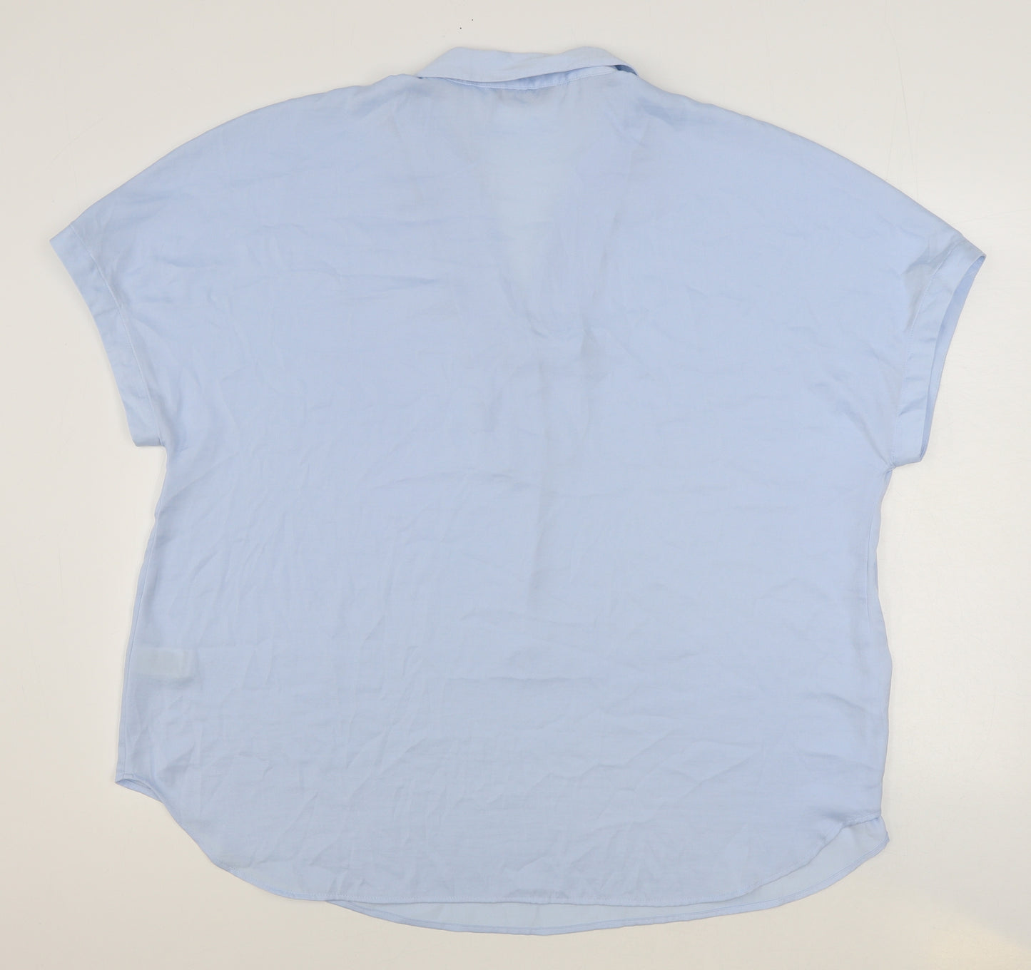 Marks and Spencer Womens Blue Polyester Basic Blouse Size 20 Collared