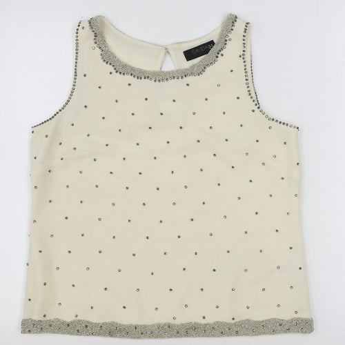 Savida Womens Ivory Polyester Basic Tank Size 12 Boat Neck
