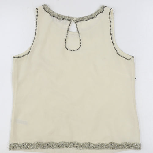Savida Womens Ivory Polyester Basic Tank Size 12 Boat Neck